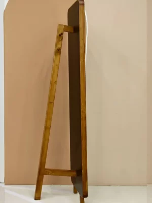 Standing mirror with wooden base