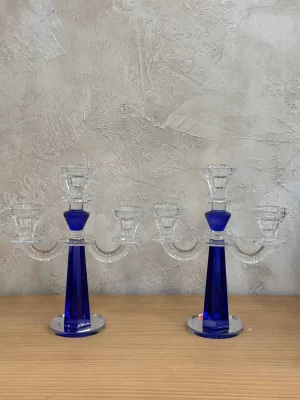 Three-flame crystal candlestick