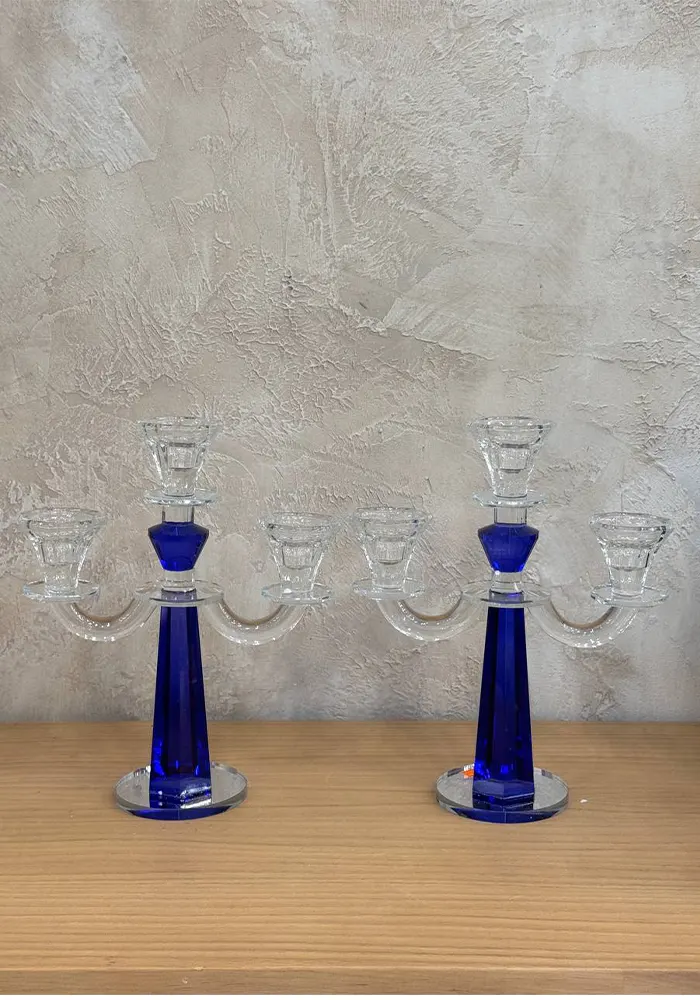 Three-flame crystal candlestick