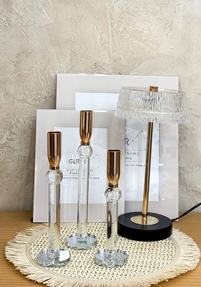 Crystal three-piece candlestick