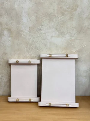 Rectangular leather tray