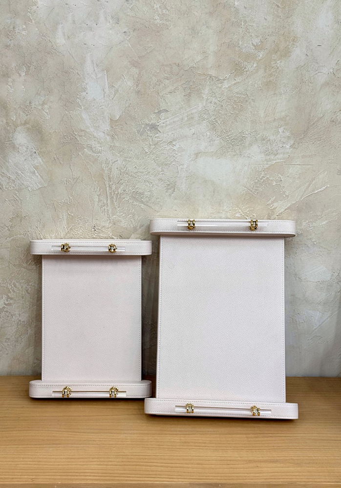 Rectangular leather tray