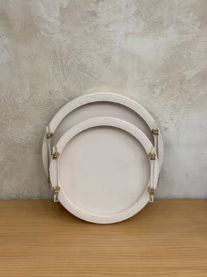 Round leather tray
