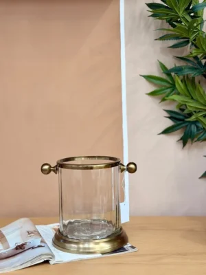 Brass and crystal ice bucket