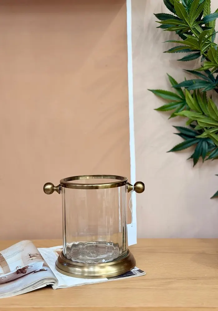 Brass and crystal ice bucket